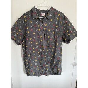 Marvel Deadpool Taco Short Sleeve Button Up Shirt Men's 3XL  Gray Grunge Comic
